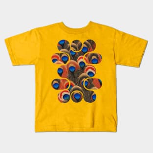 Abstract Shapes Peacock Feathers Pattern Design Kids T-Shirt